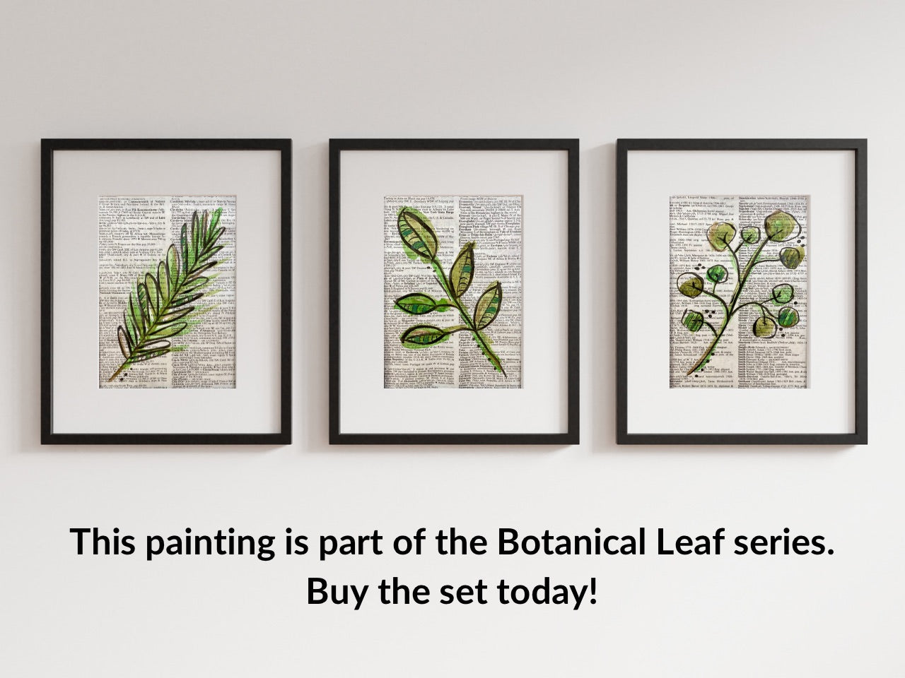 Botanical Leaf Series: Ash, Vintage Dictionary Paper, Original Painting