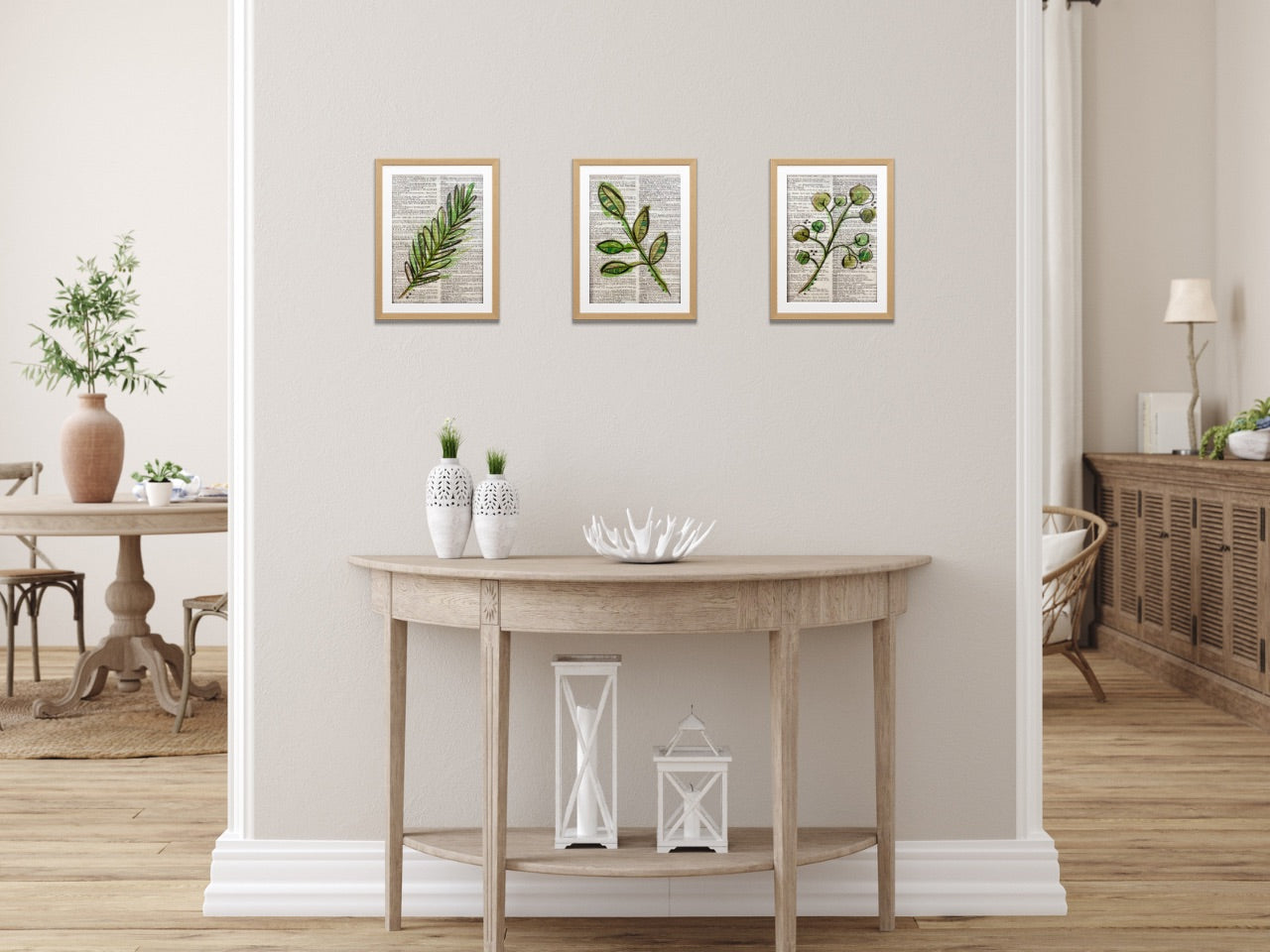 Botanical Leaf Series: Ash, Vintage Dictionary Paper, Original Painting