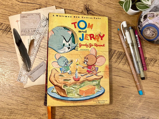 Medium, Vintage Altered Book, Cat and Mouse, Naked Junk Journal