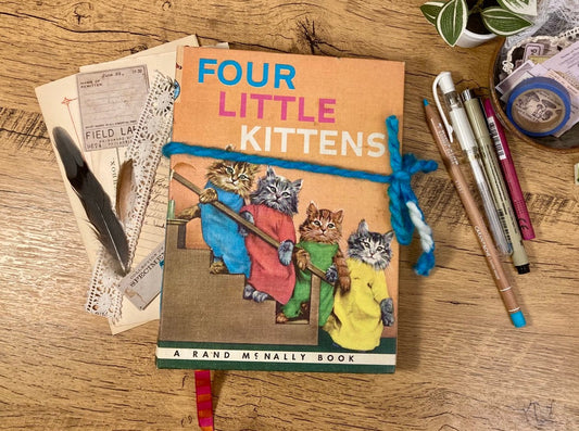 Medium, Vintage Altered Book, Kittens, Naked Junk Journal