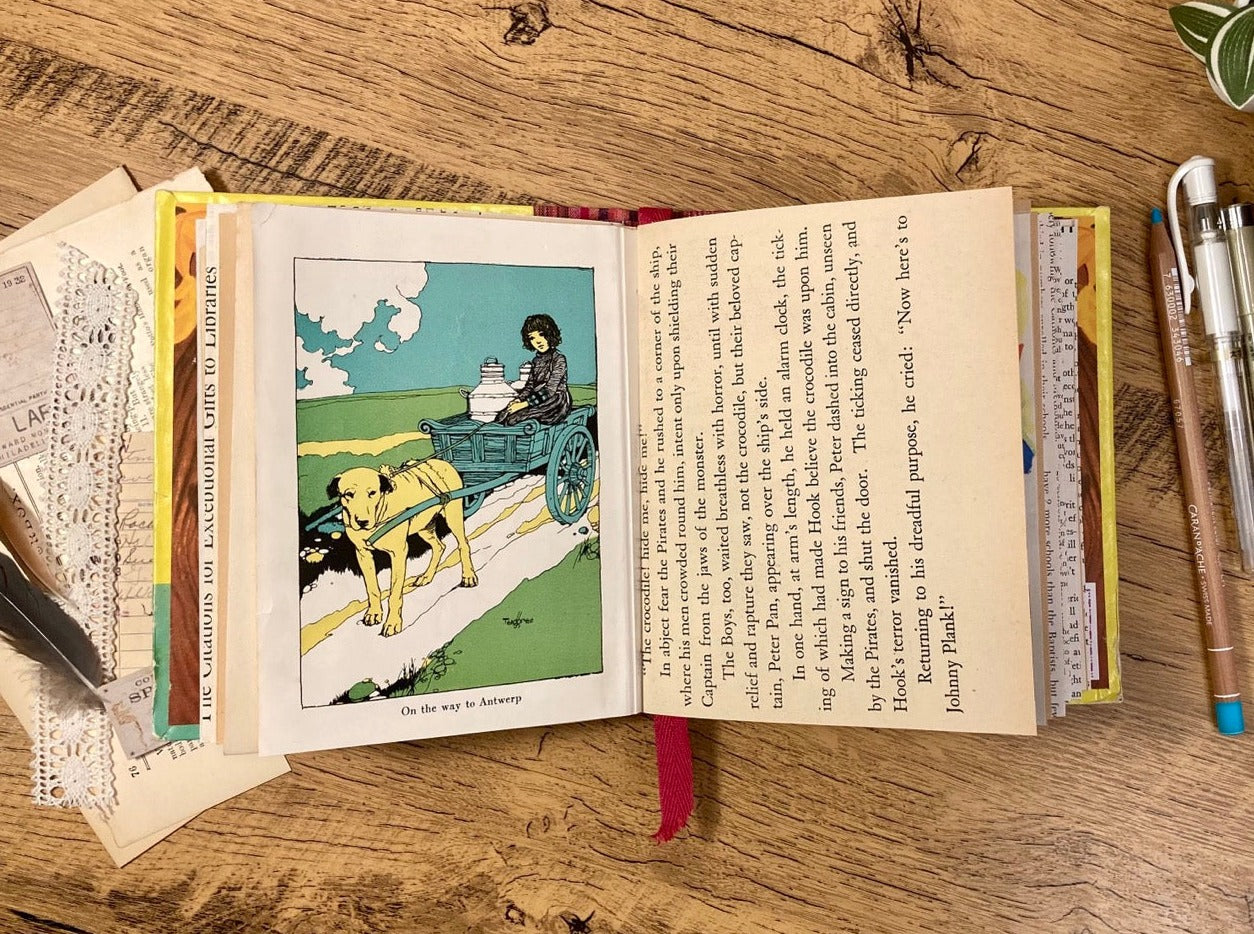 Small, Vintage Altered Book, Duck and Chipmunks, Naked Junk Journal