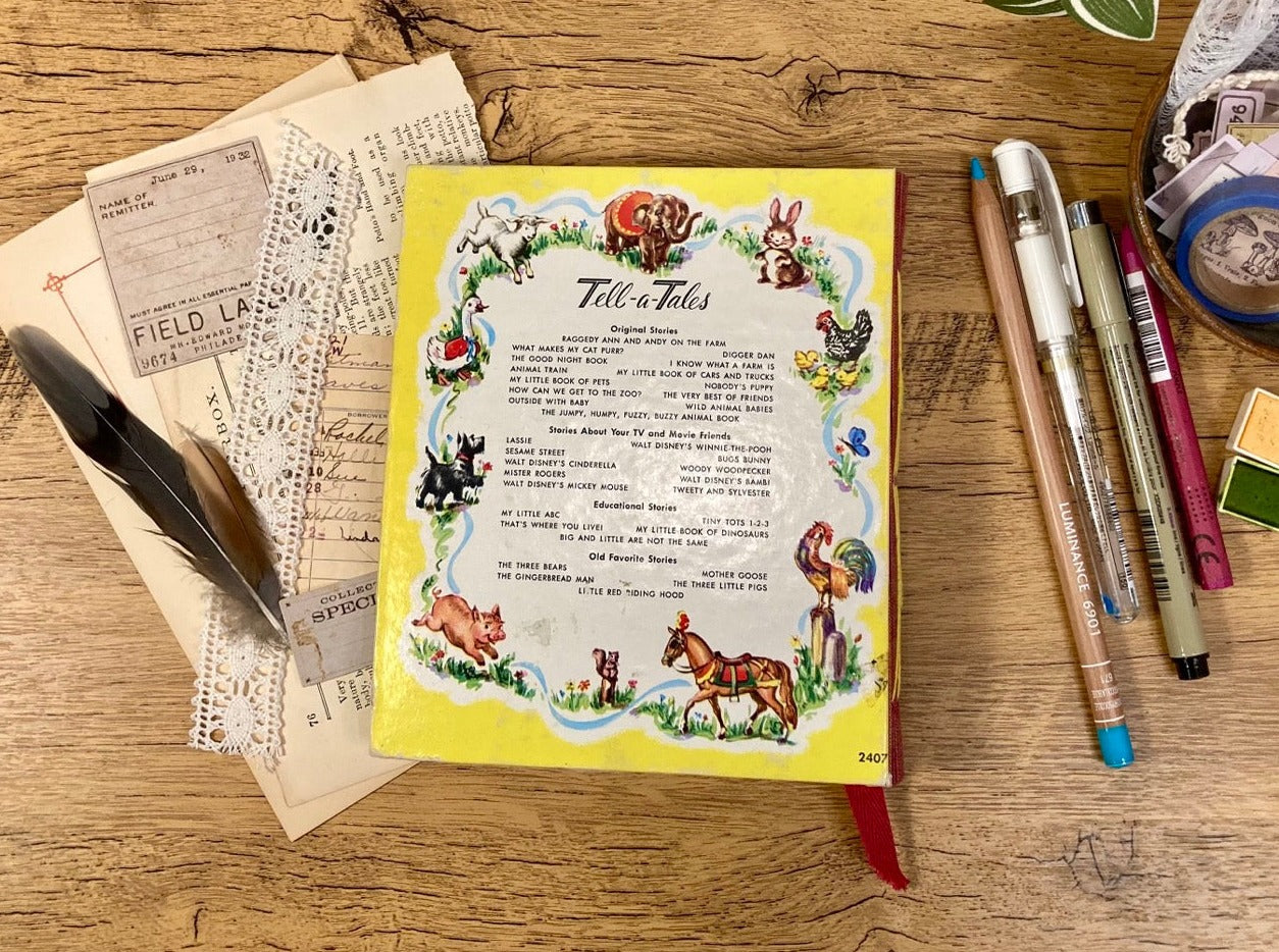 Small, Vintage Altered Book, Duck and Chipmunks, Naked Junk Journal