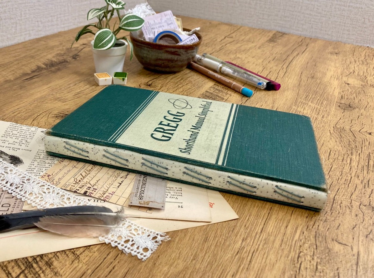 Medium, Vintage Altered Book, Shorthand, Eco-dyed Journal
