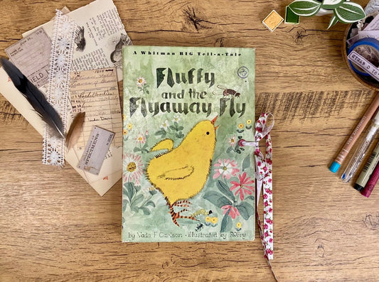 Medium, Vintage Altered Book, Baby Chicken, Eco-dyed Journal