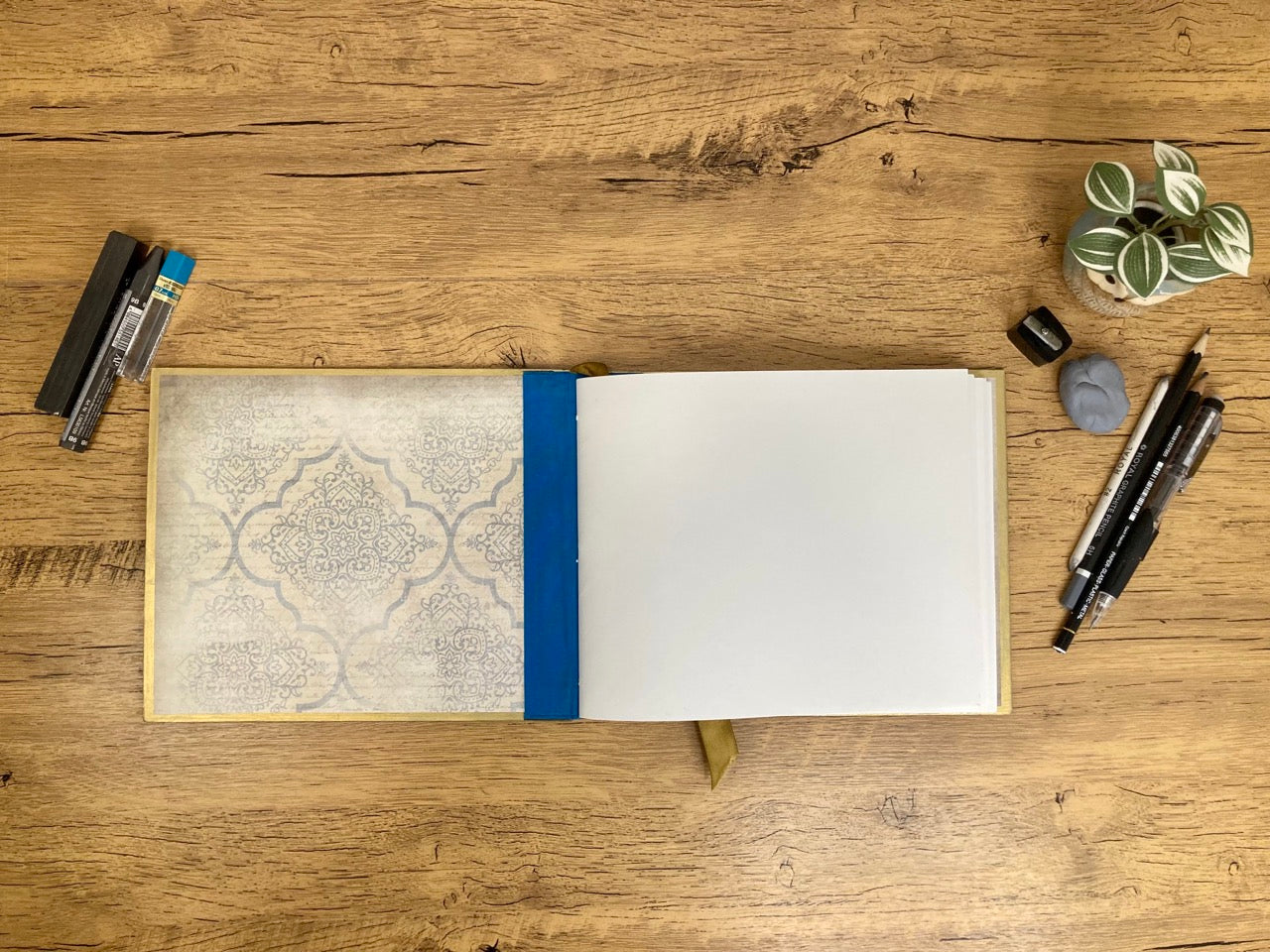 Medium, Vintage Upcycled Blue Birds, Drawing Journal