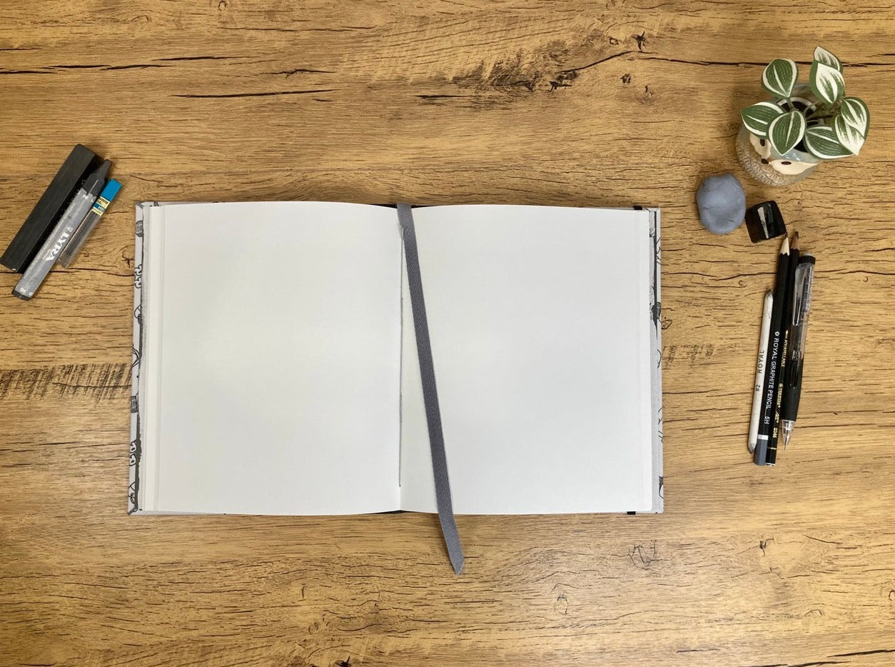 Medium, Grey Galaxy Cartoon, Drawing Journal