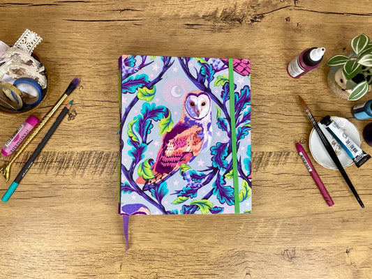 Medium, Purple Owls, Watercolor Journal