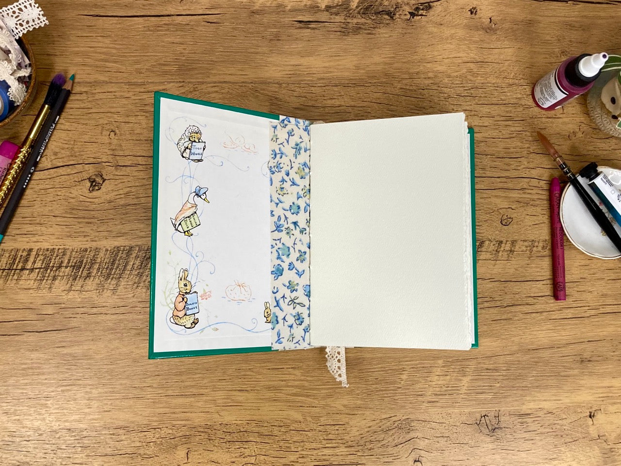 Small, Altered Book, Rabbit, Watercolor Journal