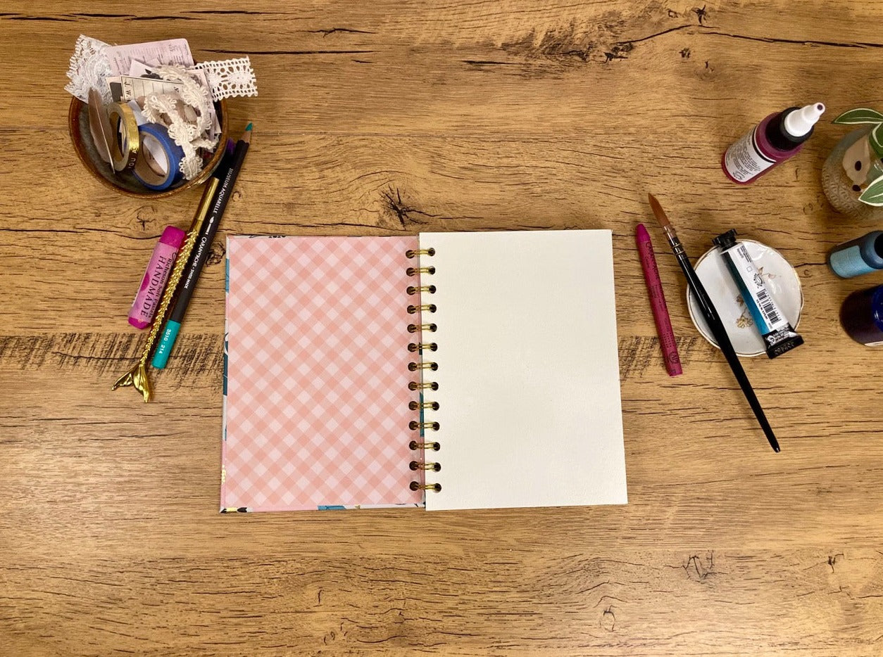 Small (5x7), Wire-bound Light Pink Floral, Watercolor Journal