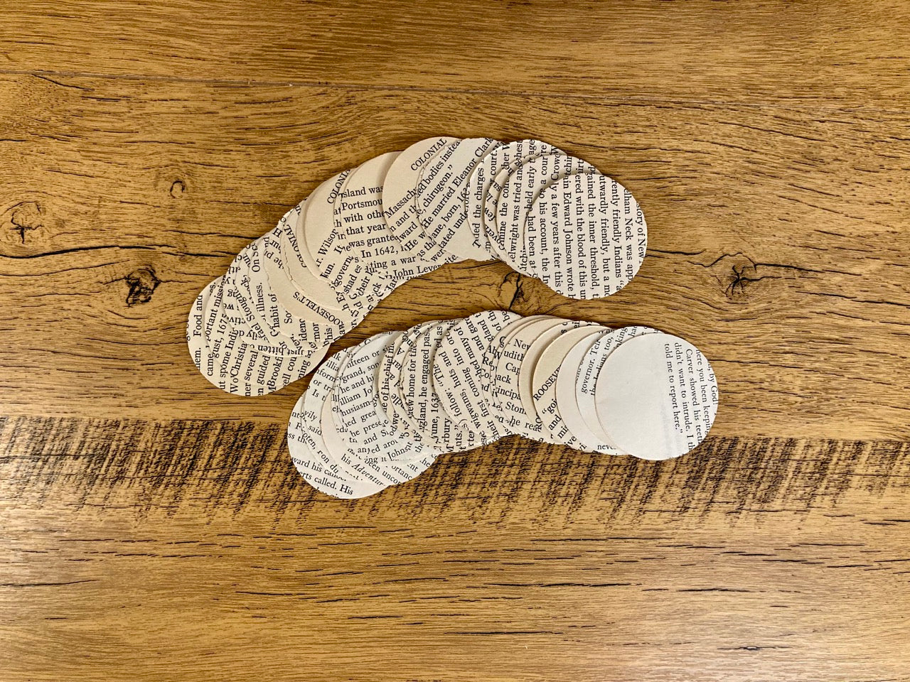 2 inch Vintage Text Circles (50 pieces)