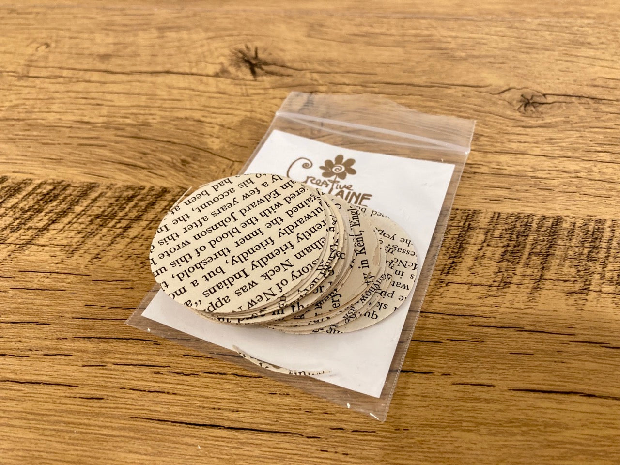 2 inch Vintage Text Circles (50 pieces)