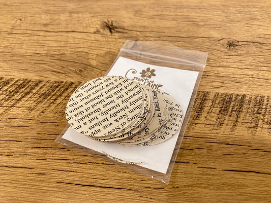 2 inch Vintage Text Circles (50 pieces)