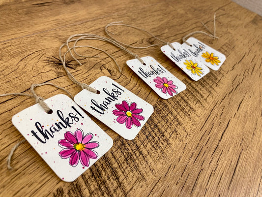 Watercolor Thanks Daisy Gift Tag (5 tags)