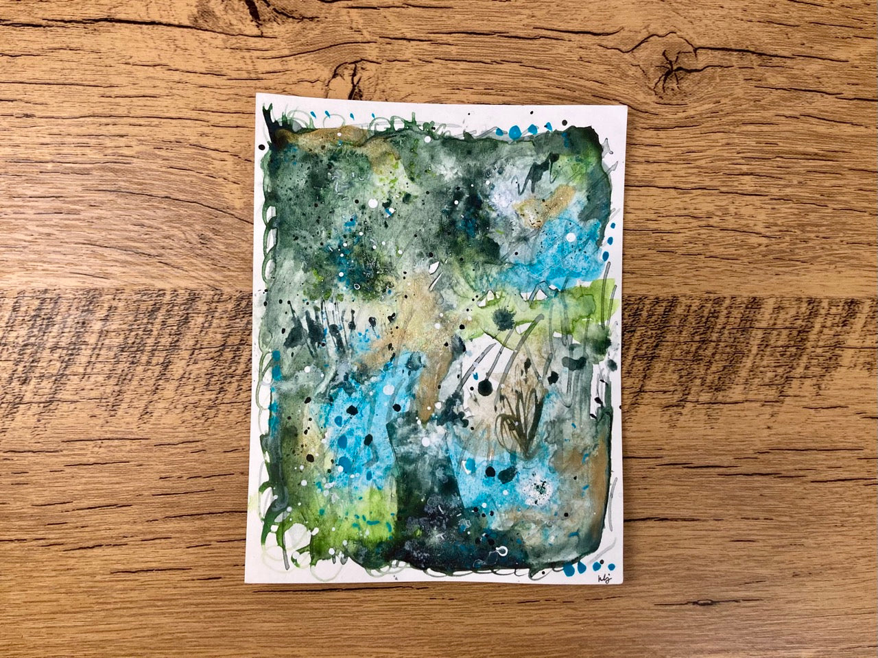 Aqua Abstractions, Original Mixed-Media Abstract Painting