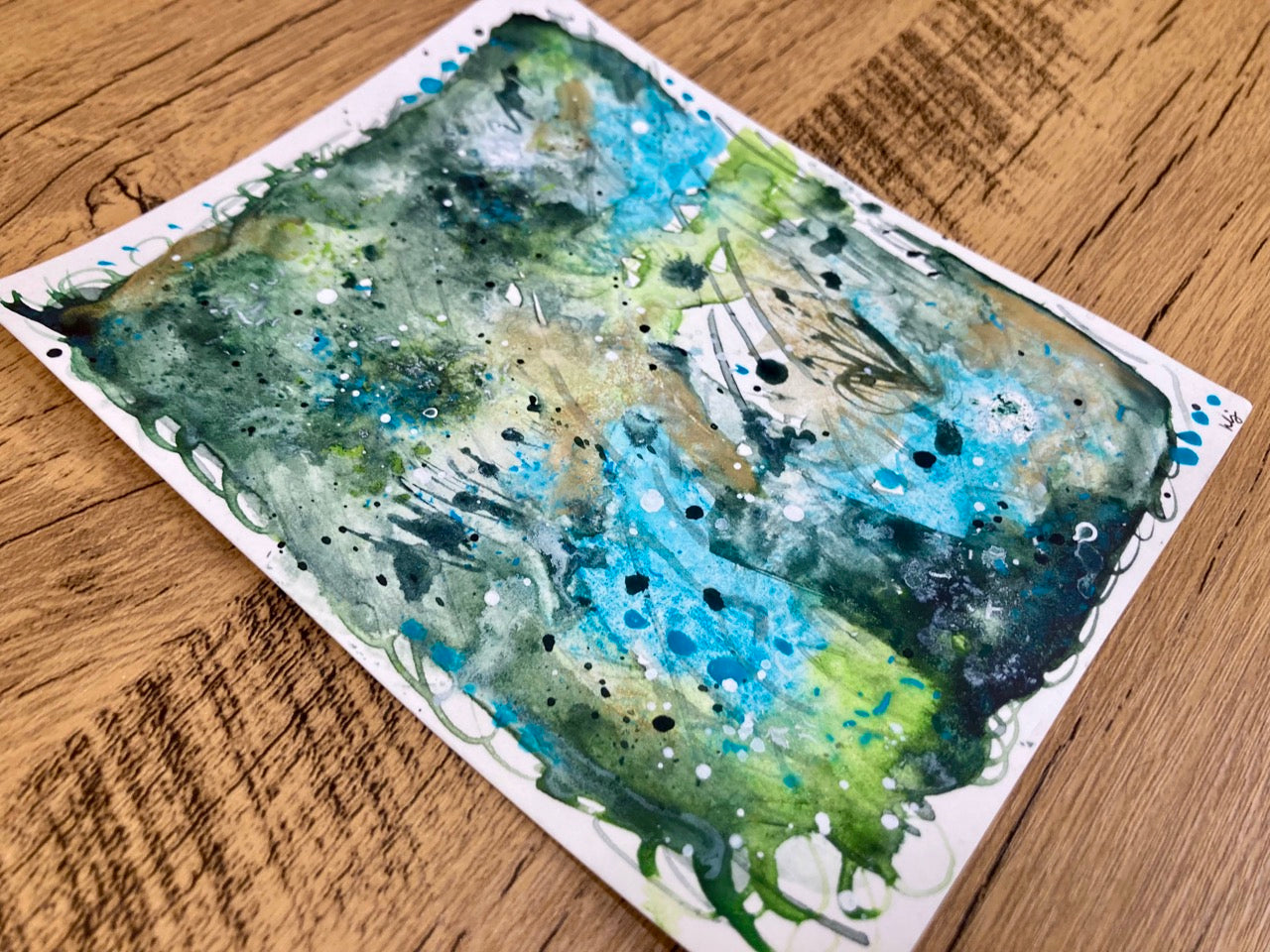 Aqua Abstractions, Original Mixed-Media Abstract Painting