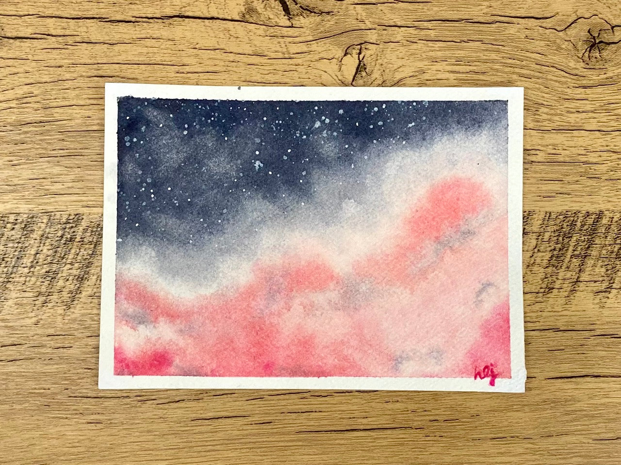 Pink Dreams, Original Watercolor Landscape Painting