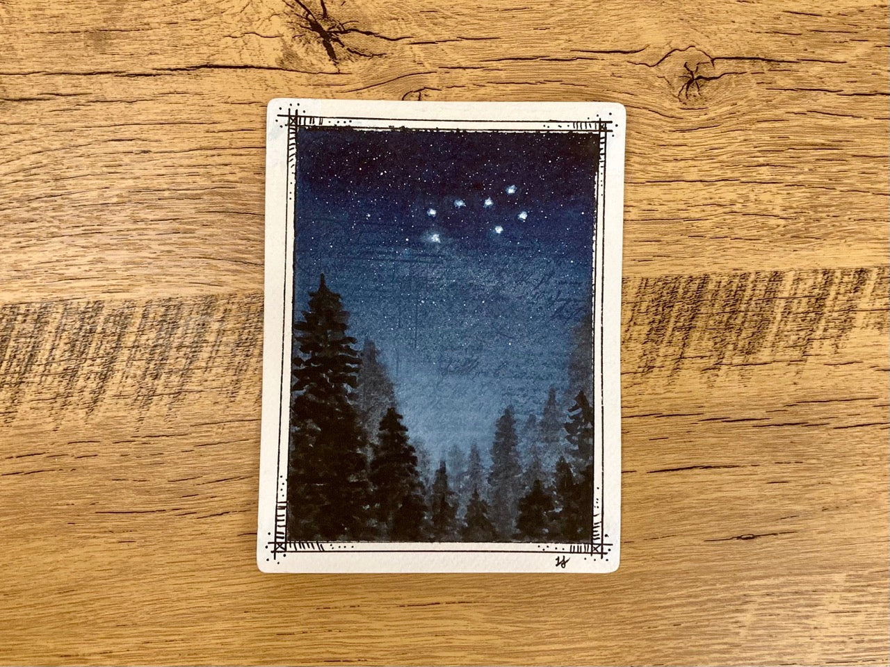 Midnight Forest, Original Mixed-Media Landscape Painting