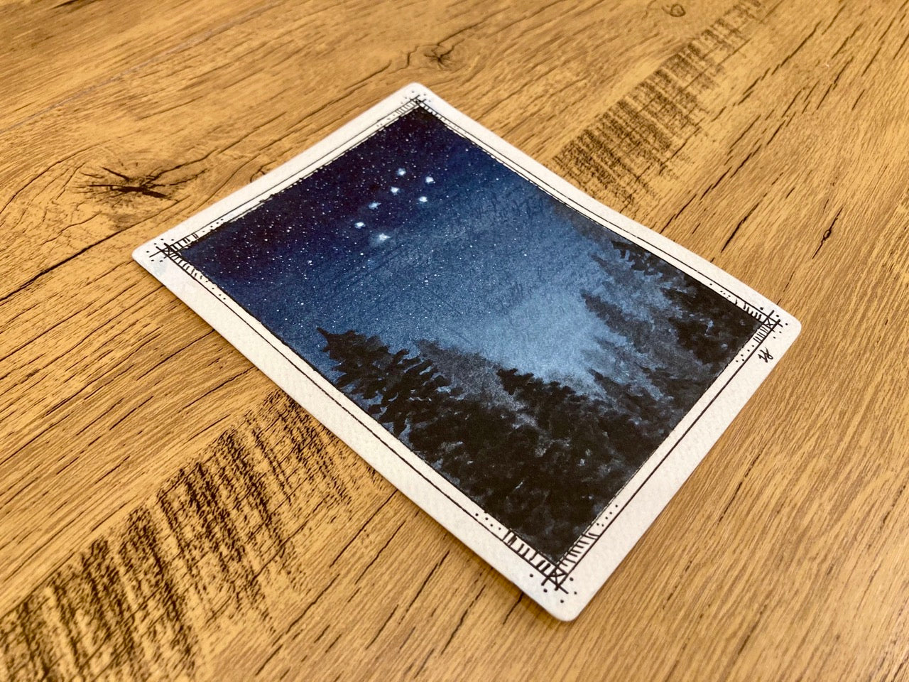 Midnight Forest, Original Mixed-Media Landscape Painting