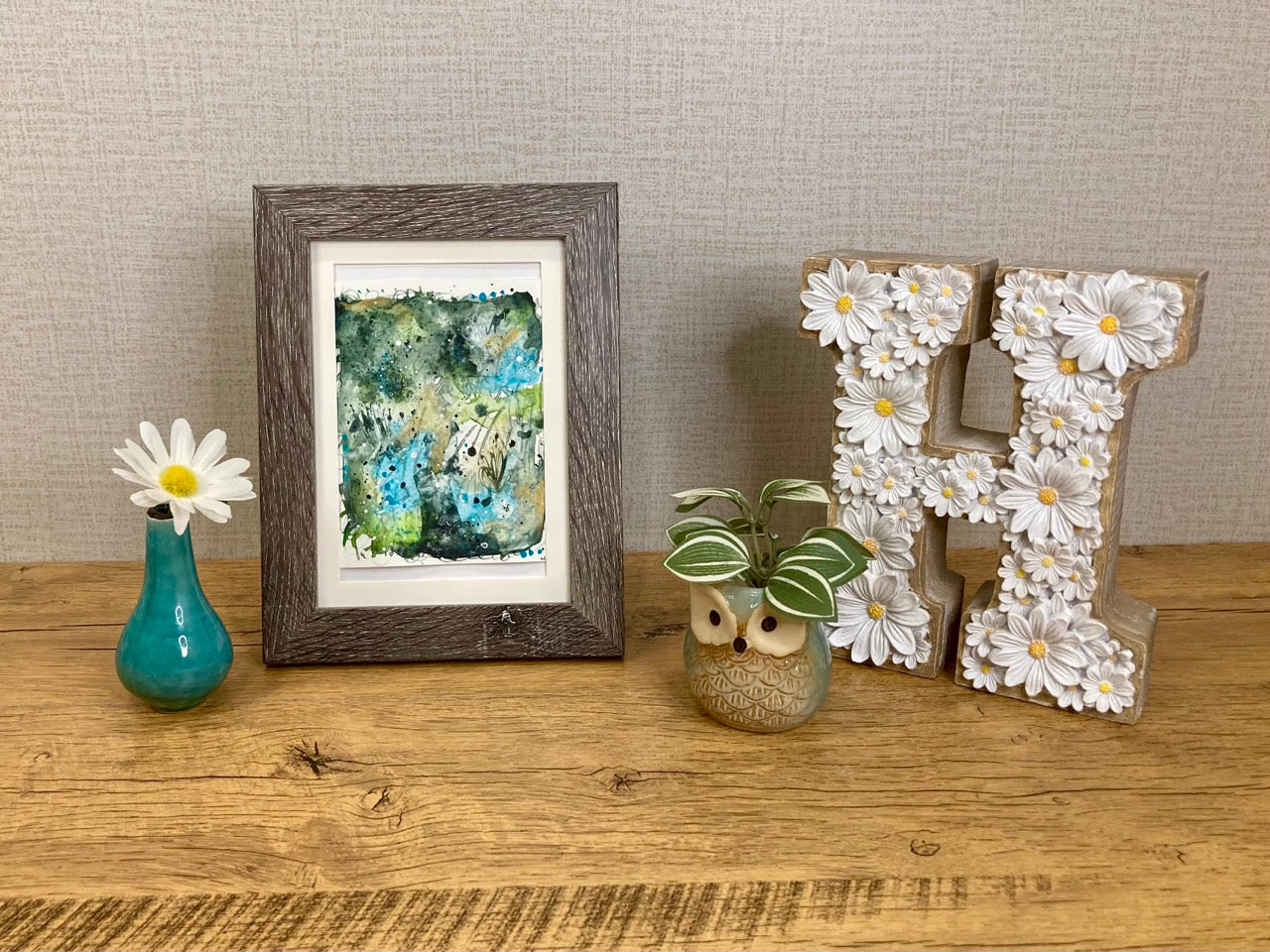 Aqua Abstractions, Original Mixed-Media Abstract Painting