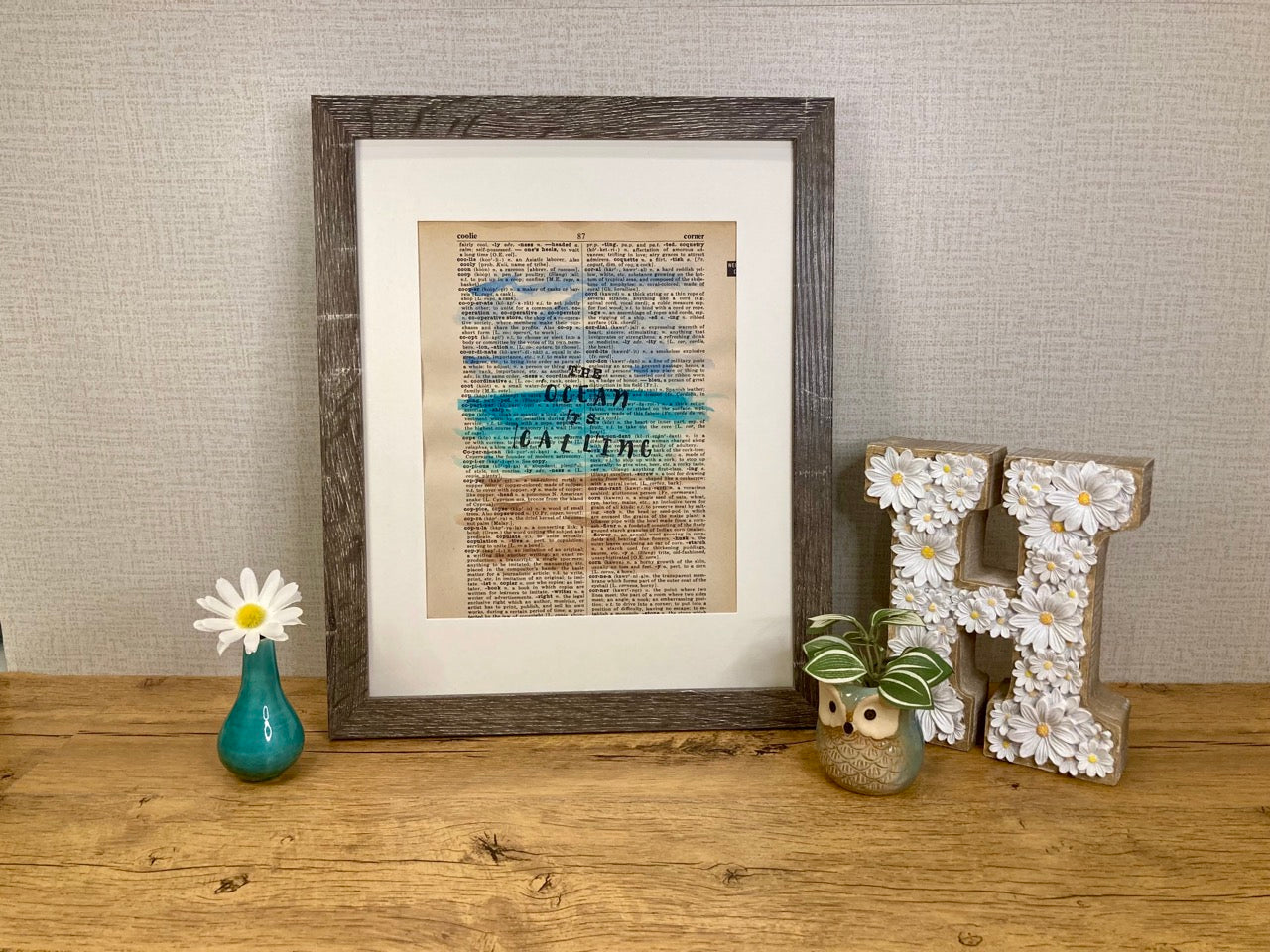 The Ocean Is Calling, Vintage Dictionary Paper, Original Painting
