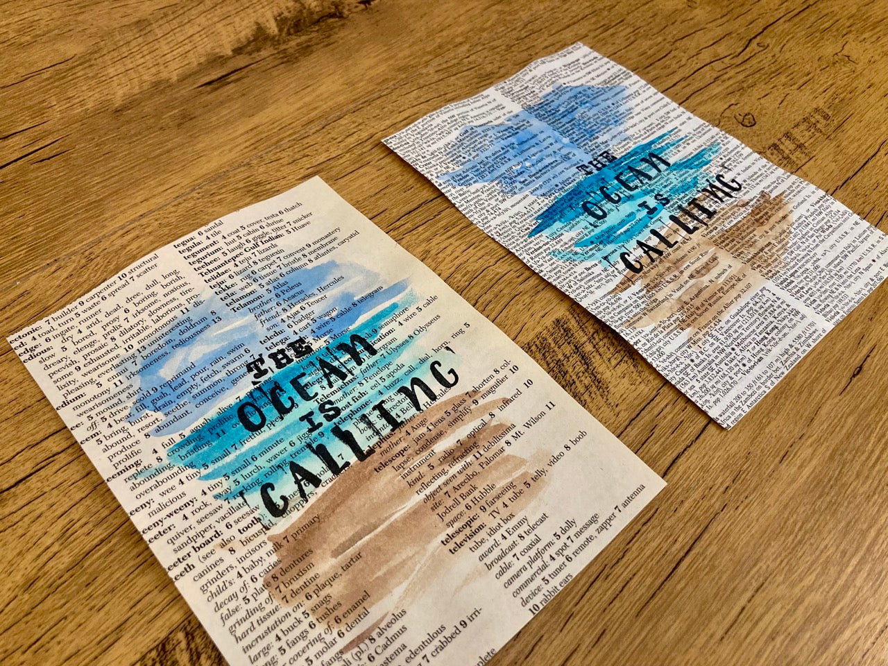 The Ocean Is Calling, Vintage Dictionary Paper, Original Painting
