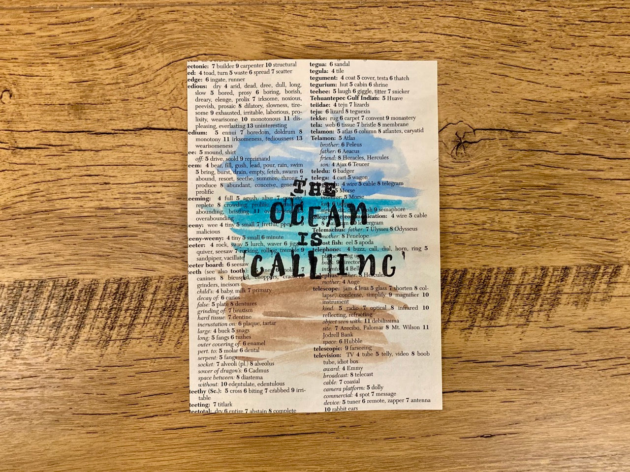 The Ocean Is Calling, Vintage Dictionary Paper, Original Painting