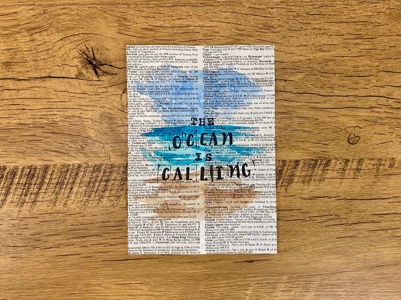 The Ocean Is Calling, Vintage Dictionary Paper, Original Painting