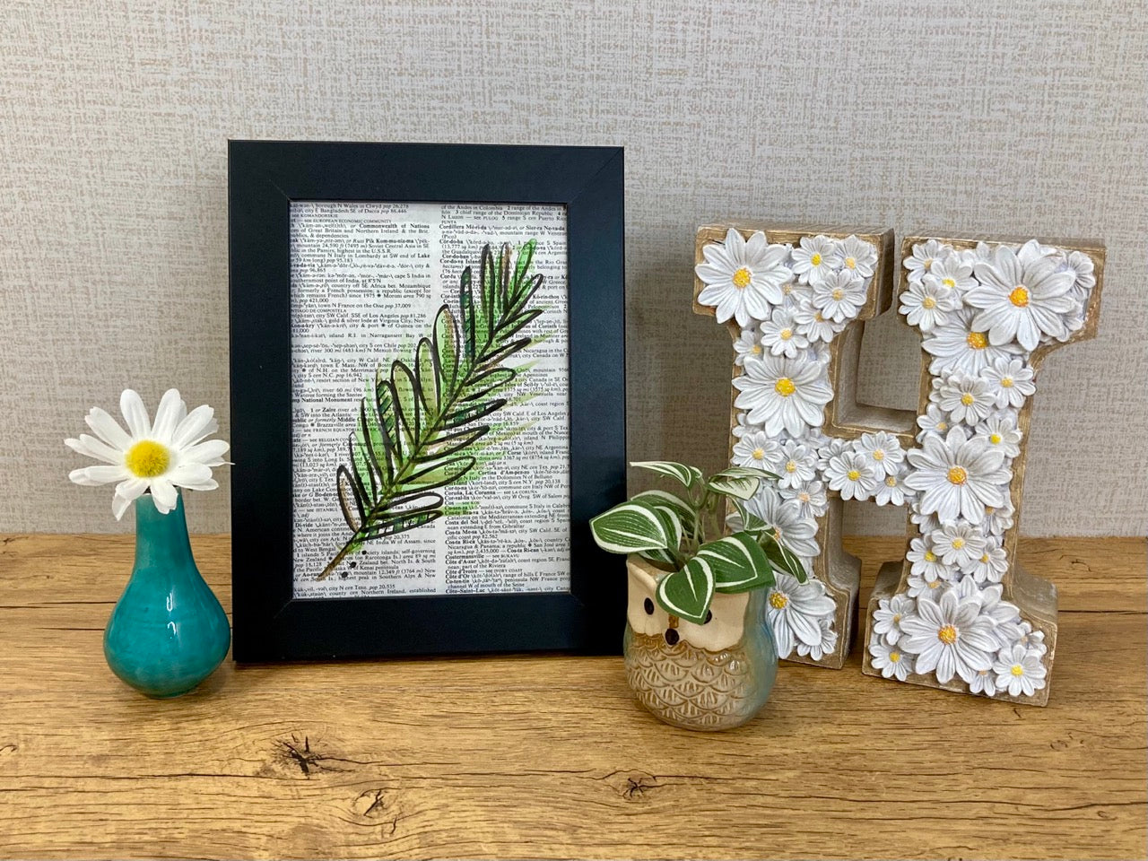Botanical Leaf Series: Palm, Vintage Dictionary Paper, Original Painting