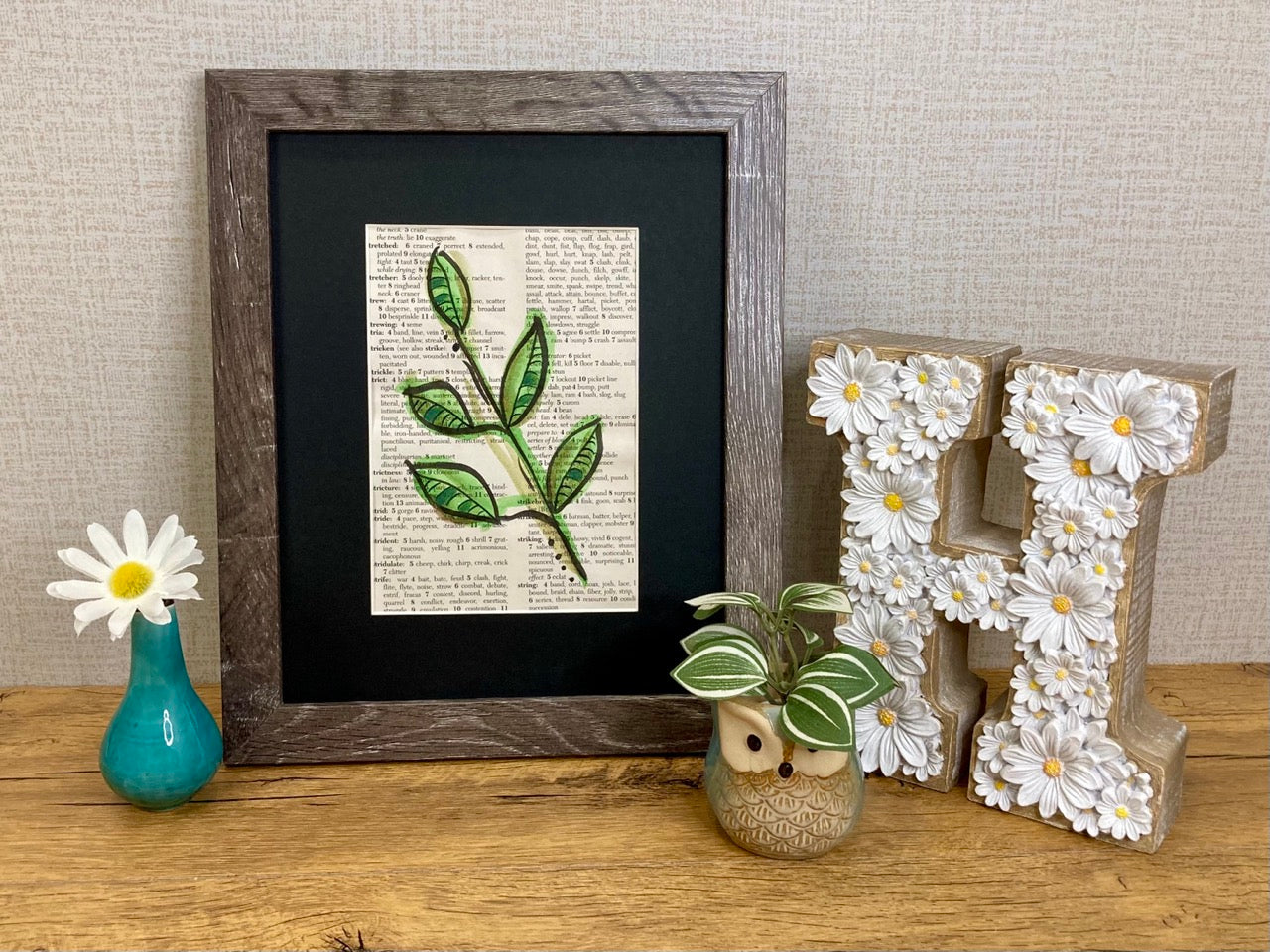Botanical Leaf Series: Ash, Vintage Dictionary Paper, Original Painting