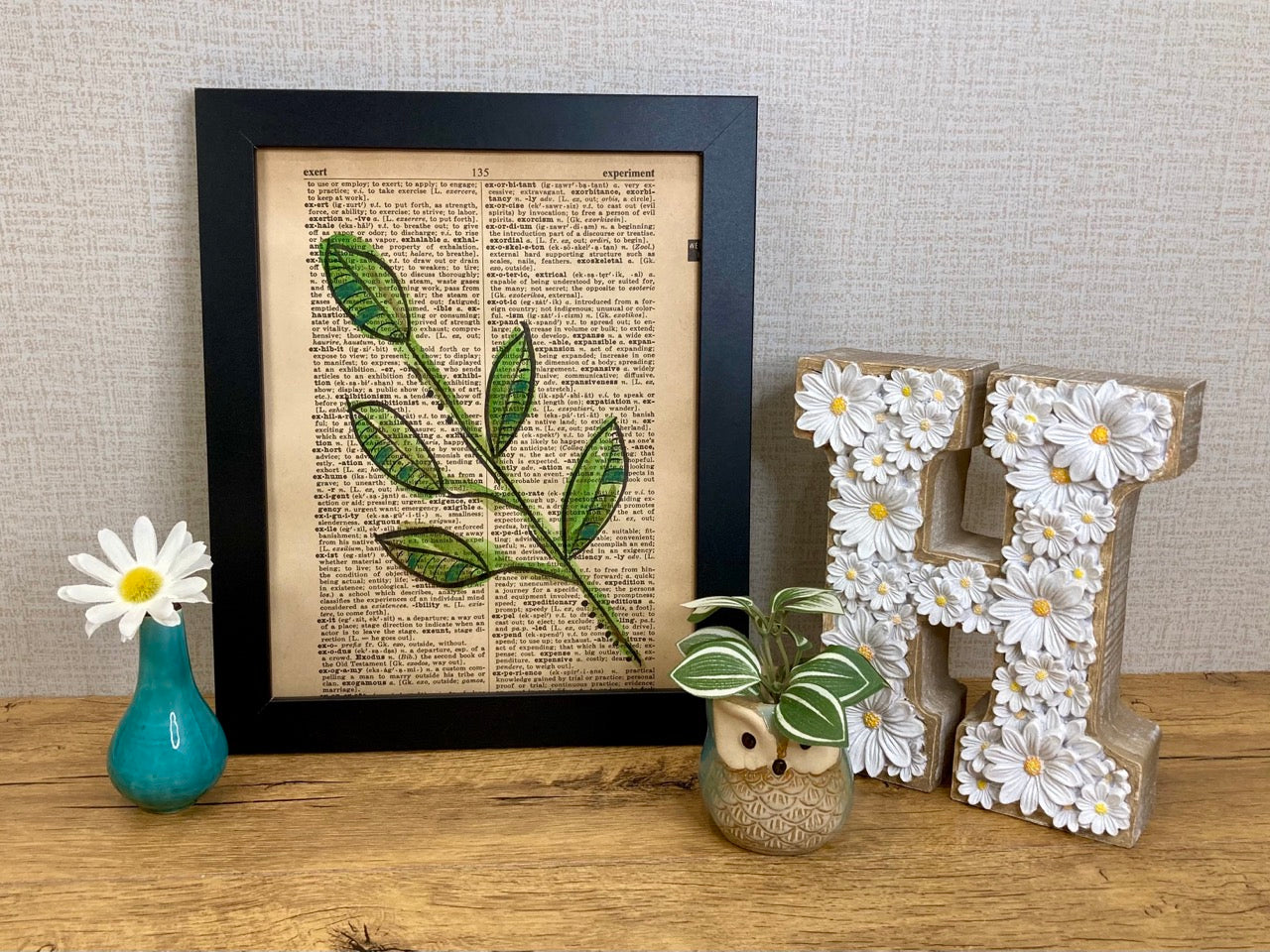 Botanical Leaf Series: Ash, Vintage Dictionary Paper, Original Painting