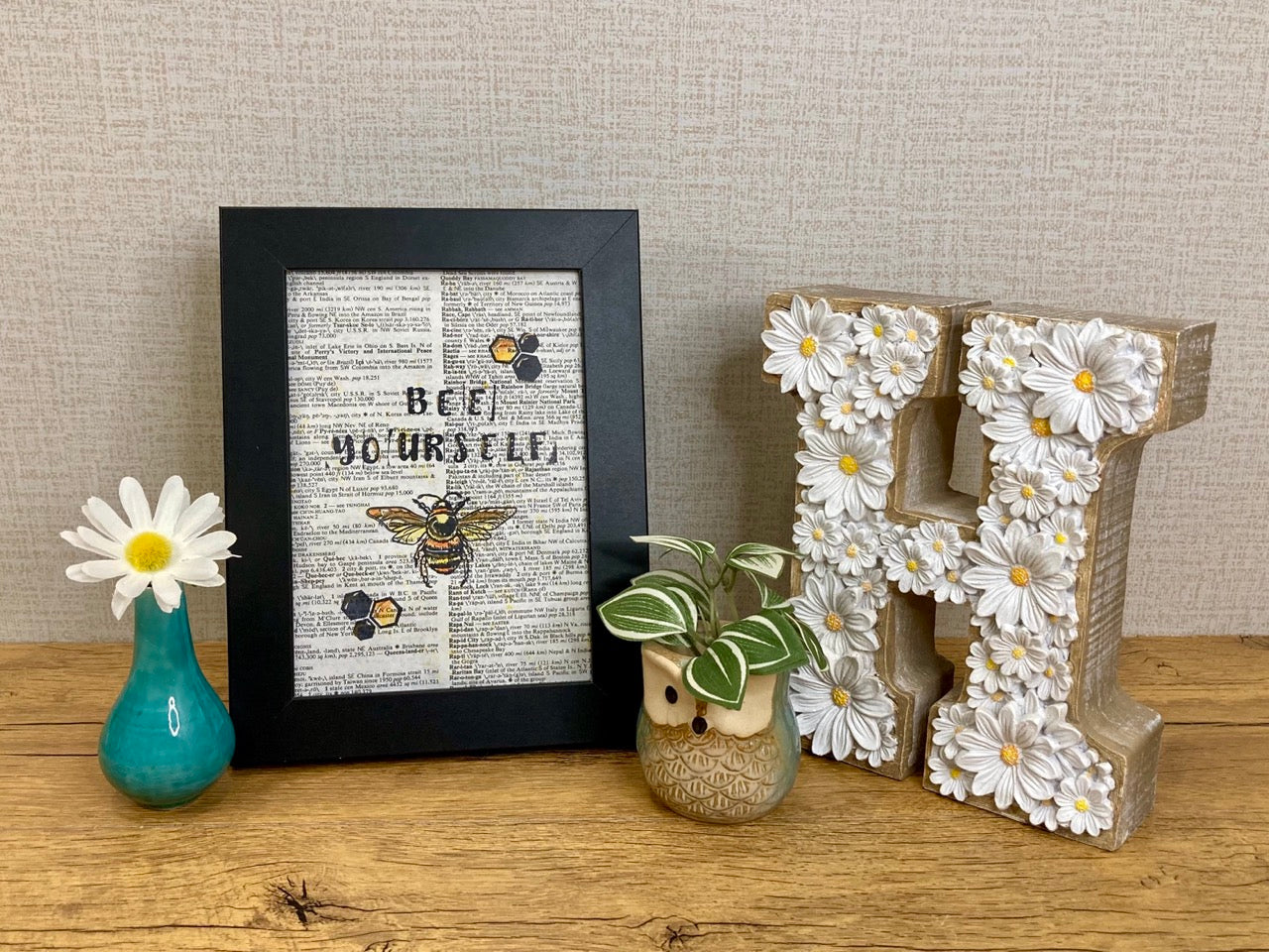 Bee Yourself, Vintage Dictionary Paper, Original Painting