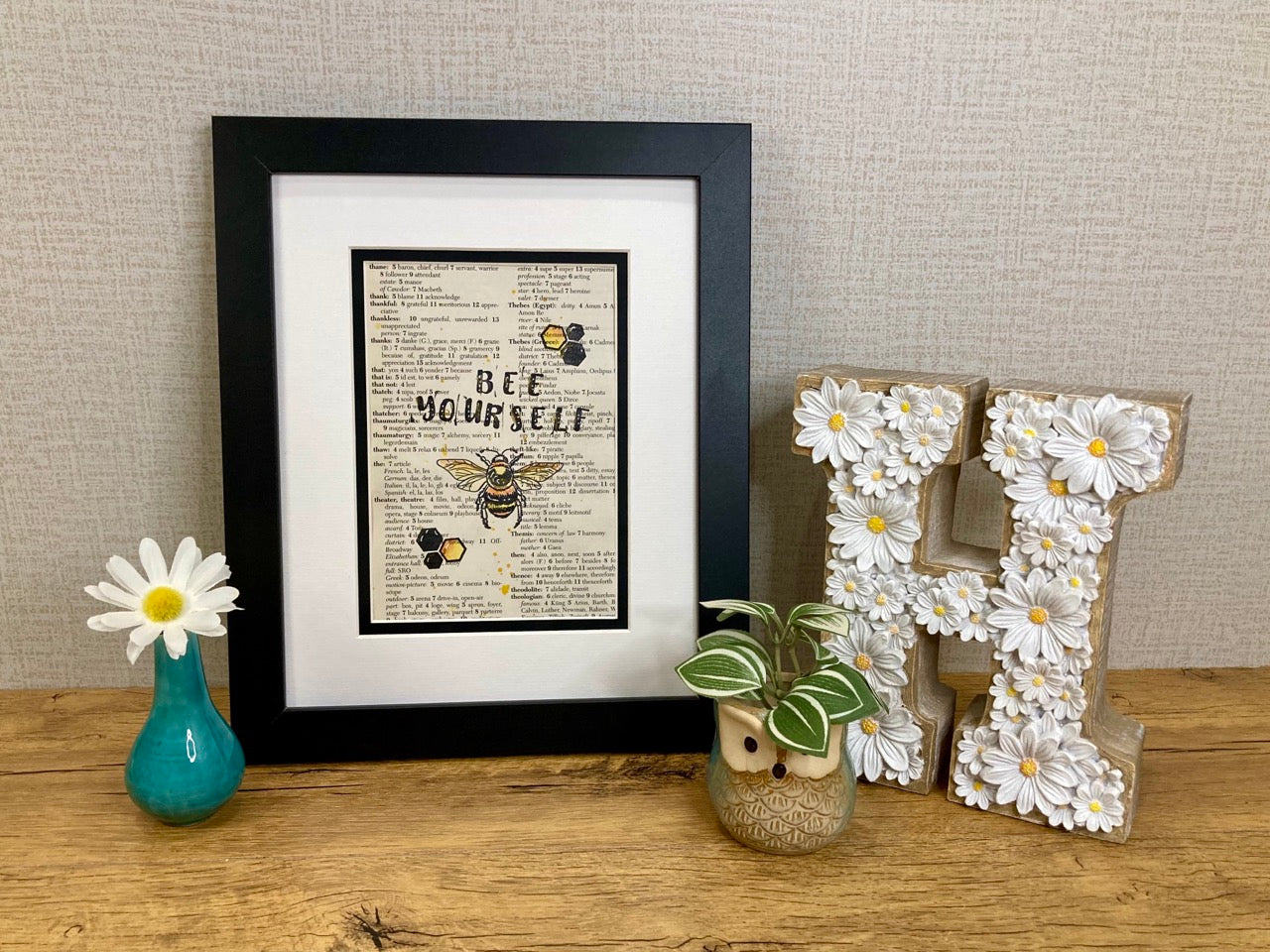 Bee Yourself, Vintage Dictionary Paper, Original Painting