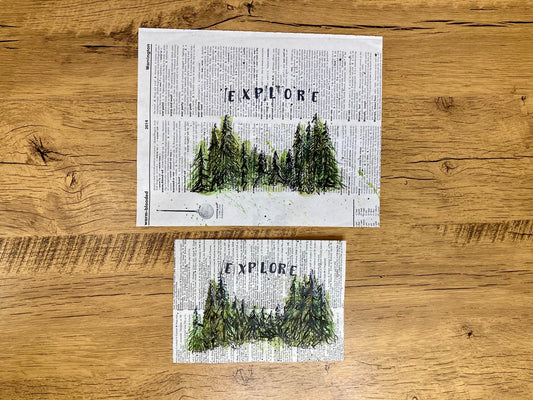 Explore the Outdoors, Vintage Dictionary Paper, Original Painting
