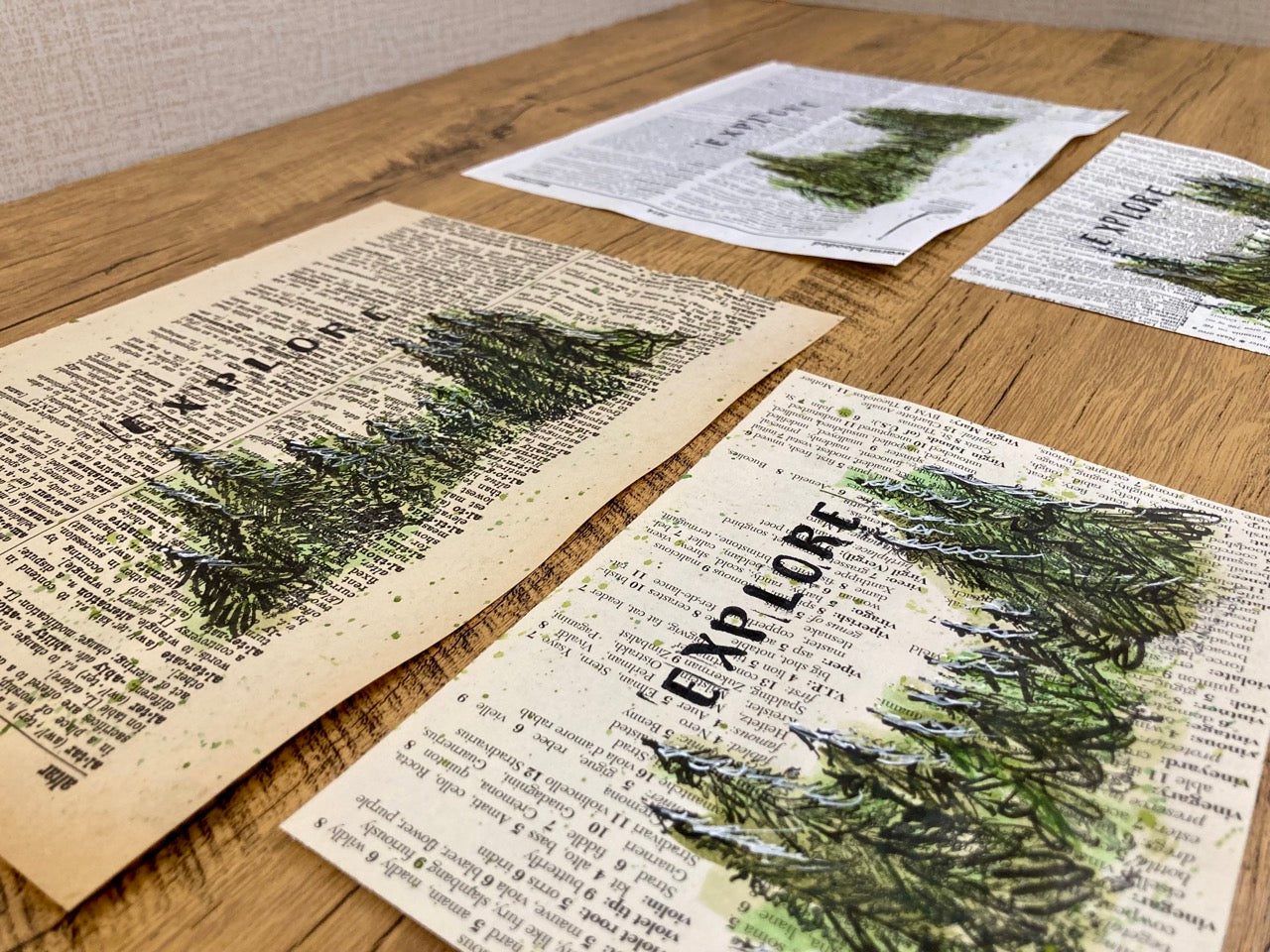 Explore the Outdoors, Vintage Dictionary Paper, Original Painting