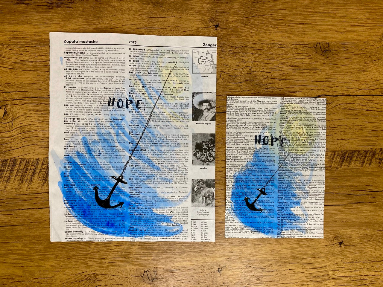 Hope Like An Anchor, Vintage Dictionary Paper, Original Painting