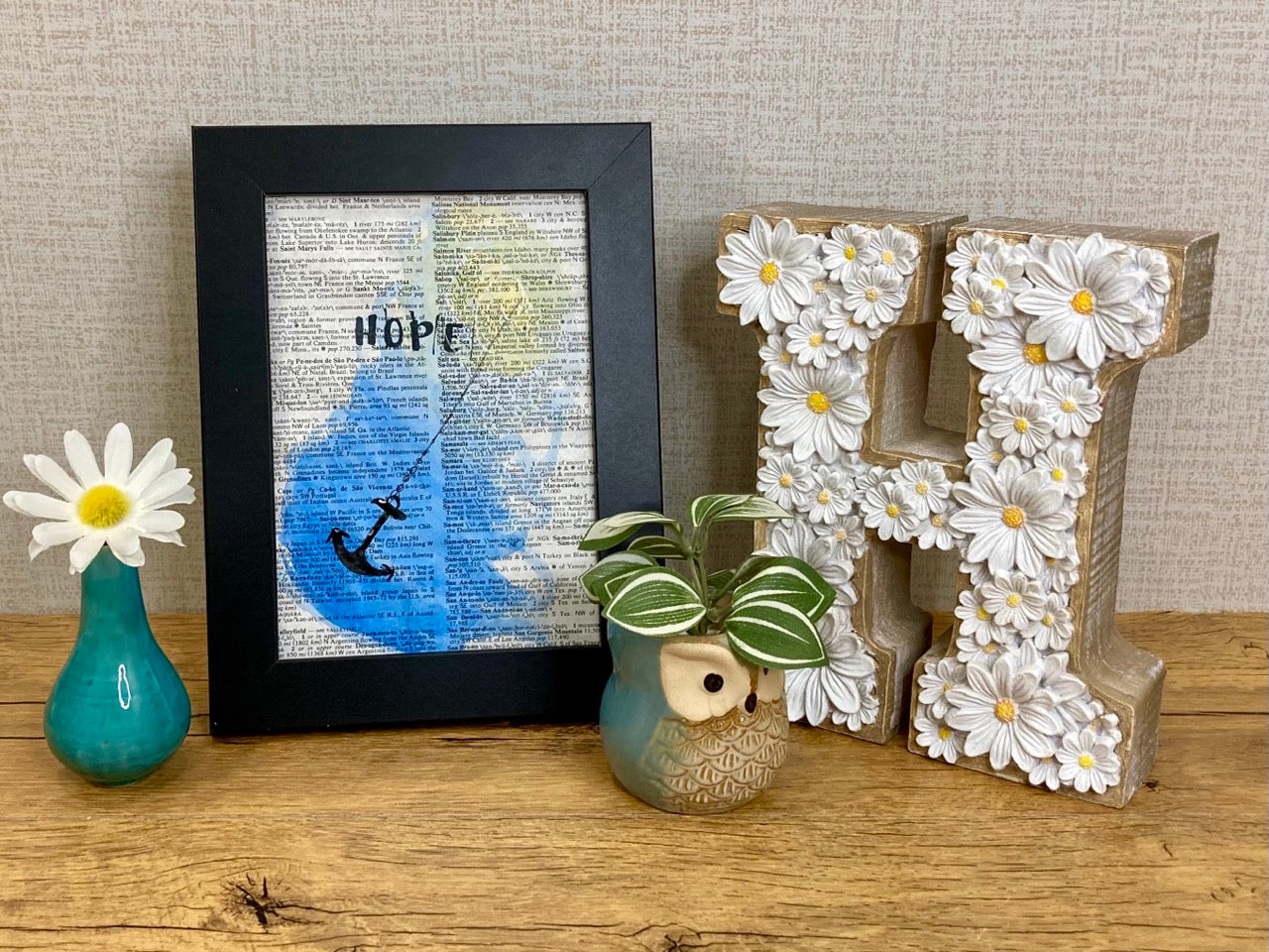 Hope Like An Anchor, Vintage Dictionary Paper, Original Painting