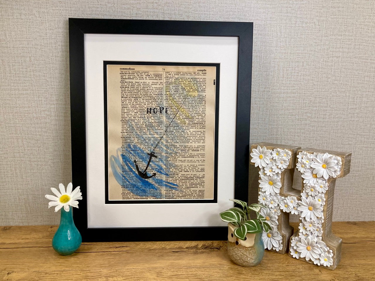 Hope Like An Anchor, Vintage Dictionary Paper, Original Painting