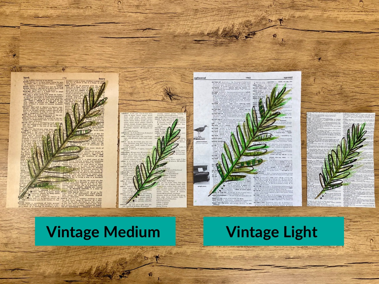 Botanical Leaf Series: Palm, Vintage Dictionary Paper, Original Painting