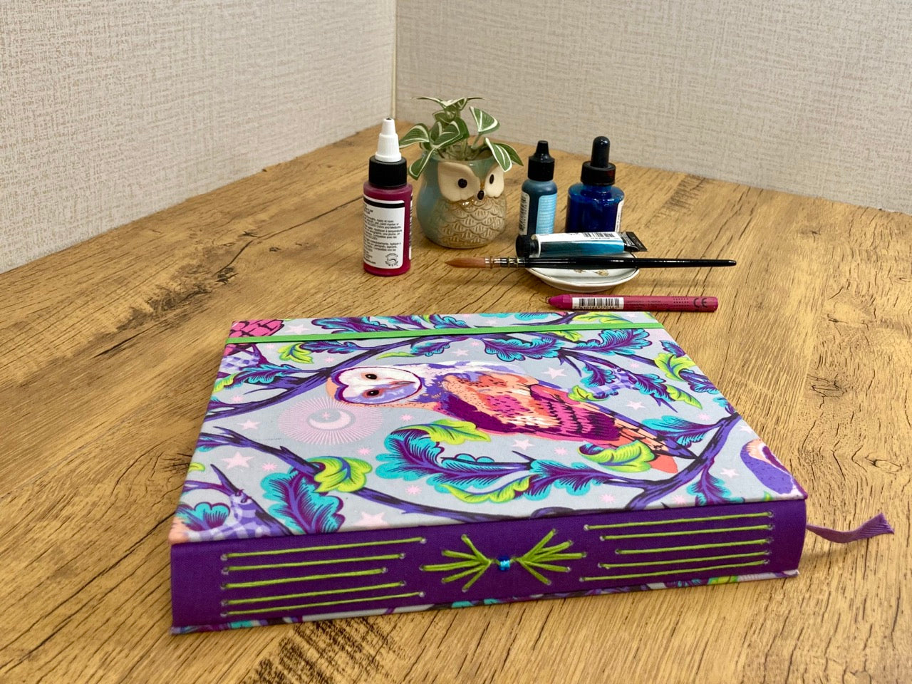 Medium, Purple Owls, Watercolor Journal