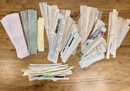 Vintage and Eco-dyed Paper Strips (150 strips)