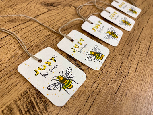 Watercolor Just Bee-cause Gift Tags (5 tags)