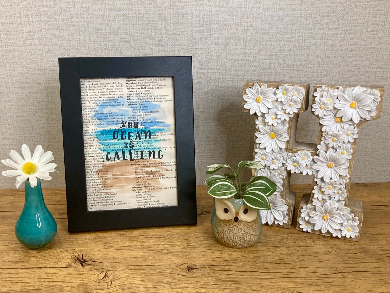 The Ocean Is Calling, Vintage Dictionary Paper, Original Painting