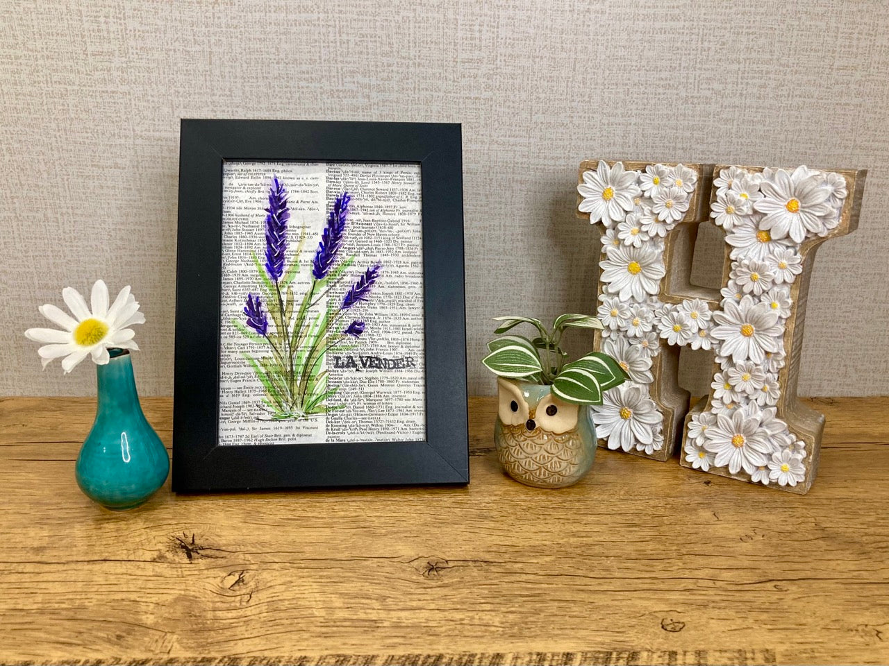 Vintage Floral: Lavender, Vintage Dictionary Paper, Original Painting