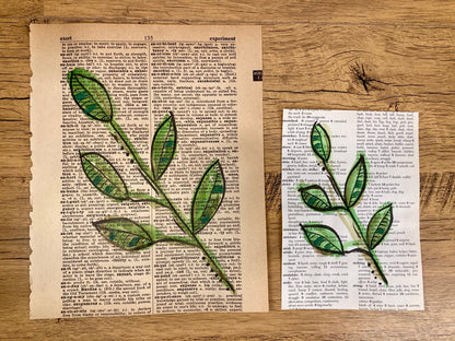 Botanical Leaf Series: Ash, Vintage Dictionary Paper, Original Painting
