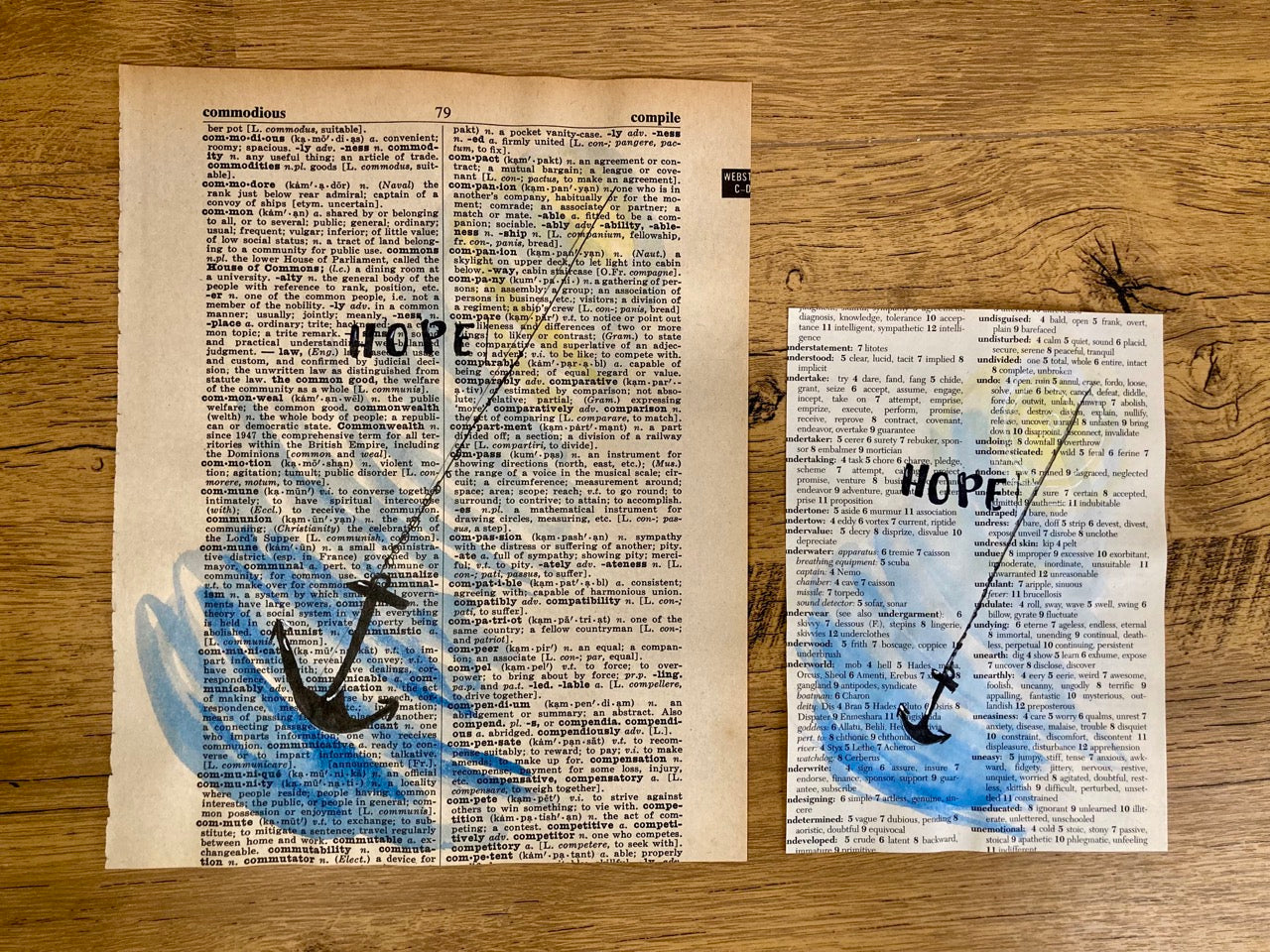 Hope Like An Anchor, Vintage Dictionary Paper, Original Painting