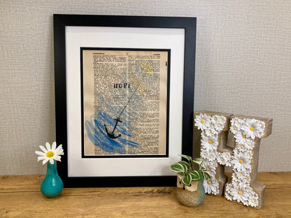 Hope Like An Anchor, Vintage Dictionary Paper, Original Painting